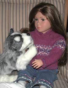 My Twinn with her Poseable Pet husky